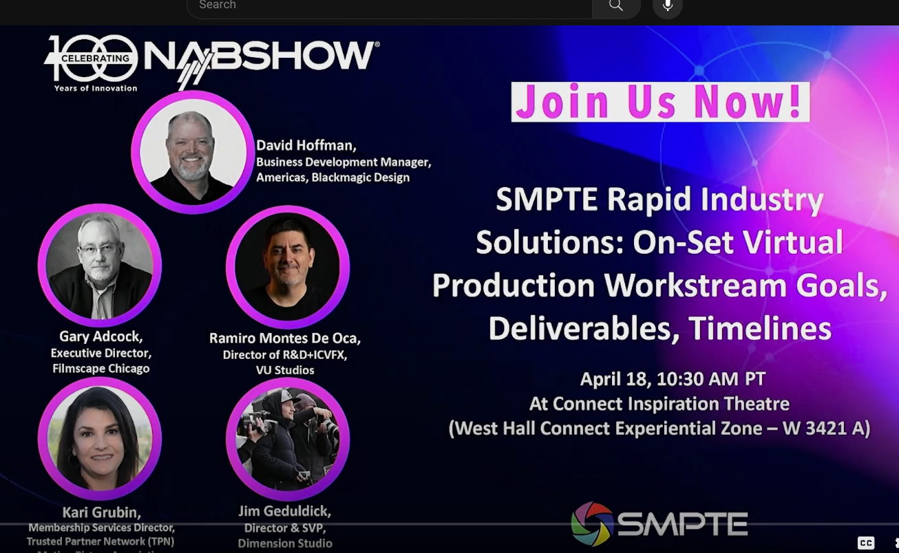 SMPTE RIS: Virtual Production Workstream Goals, Deliverables, Timelines