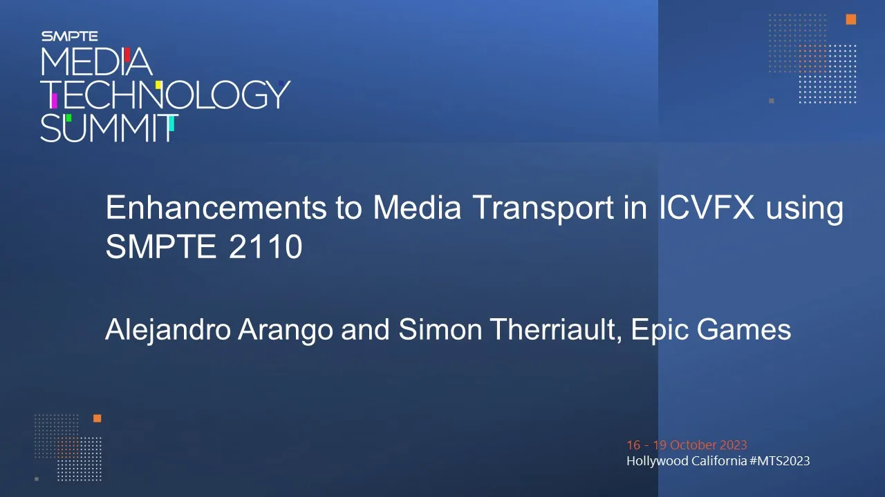 Enhancements to Media Transport in ICVFX using SMPTE 2110