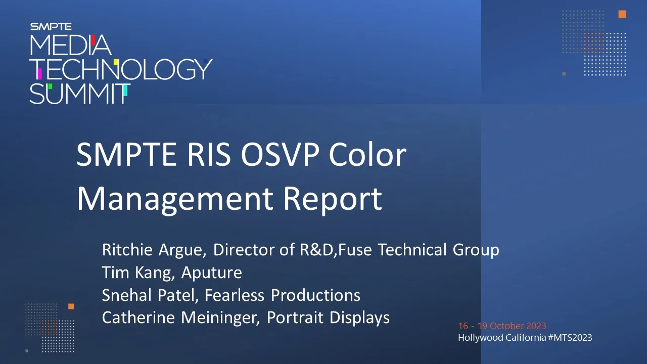 SMPTE RIS OSVP Color Management Report